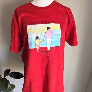 Authentic Supreme Heaven and Earth T Shirt Red Medium Short Sleeve